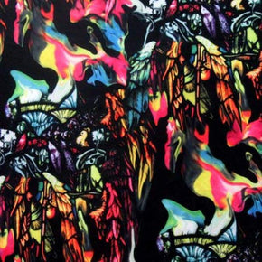Multi-Colored Matte Colorful Watercolor Print on Polyester Spandex