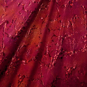  Red Holographic Seascape Metallic Foil on Nylon Spandex
