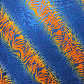 Orange/Royal Foil On Spandex Fabric