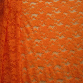  Neon orange Fancy Floral Lace on Nylon Spandex