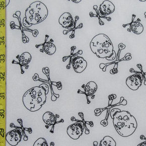  White Skulls Print on Nylon Spandex