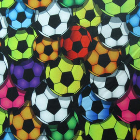 Multi-Colored Soccer Print on Polyester Spandex
