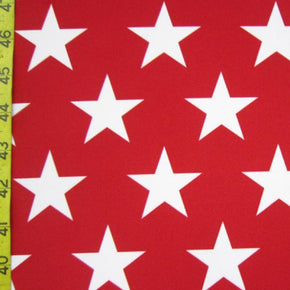  White/Red Stars Print on Polyester Spandex