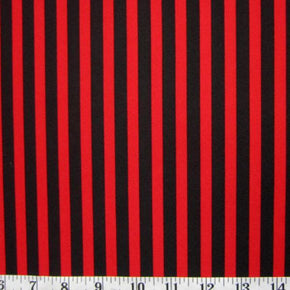  Red/Black Vertical Stripe Print on Polyester Spandex