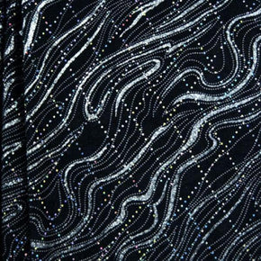  Black Holographic Glitter Sequins Swirl on Polyester Spandex