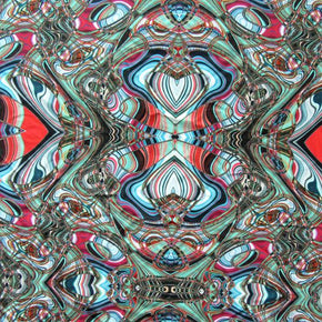 Multi-Color Psychedelic Warped Geometric Print on Spandex