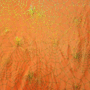  Gold/Orange Holographic Spider web Metallic Foil on Polyester Spandex