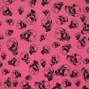  Black/Fuchsia Skull Print on Mesh on Mesh