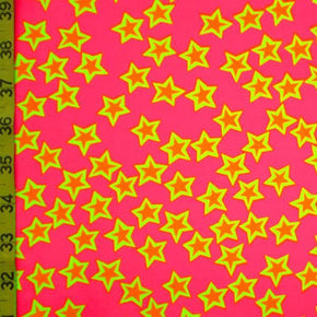  Neon Stars Print on Polyester Spandex