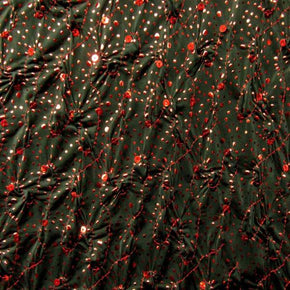  Red/Black Sequins on Polyester Spandex