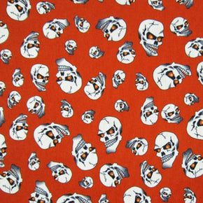  White/Orange Skull Print on Mesh on Mesh