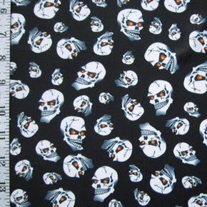 Multi-Colored Skulls Print on Polyester Spandex