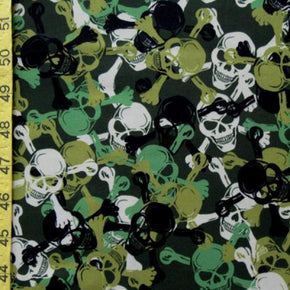 Multi-Colored Skulls Print on Polyester Spandex