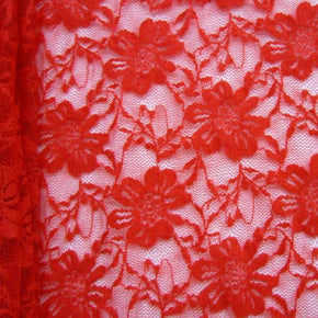  Red Fancy Floral Lace on Nylon Spandex