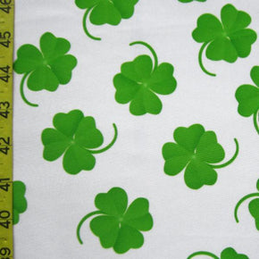 Green/White Four Leaf Clover Print on Polyester Spandex