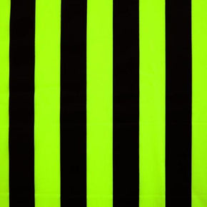  Chocolate/Neon Yellow Horizontal 1" Stripes Print on Polyester Spandex