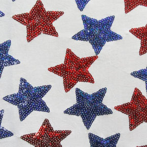  Red Stars Sequins on Polyester Spandex