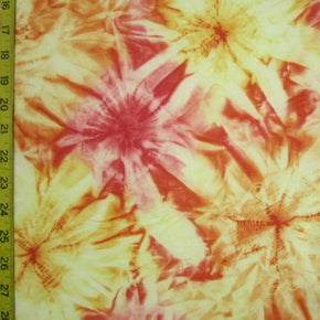 Yellow/Orange/Ruby Red Bright Floral Negatives Print on Polyester Spandex