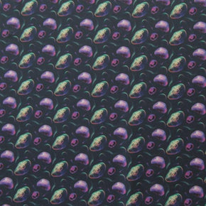 Multi Color/Dark Blue 3D Leaf Bubbles Printed Spandex Fabric