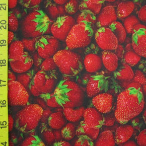 Multi-Colored Strawberry Print on Polyester Spandex