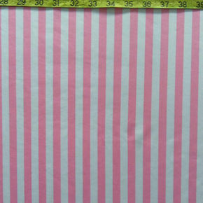  Pink/White Vertical Stripe Print on Polyester Spandex