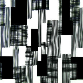 Black/White Abstract Patch Printed Spandex Fabric