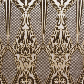 GOLD FANCY Glitter  EMBROIDERY NET DESIGN on Mesh