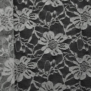  Silver Fancy Floral Lace on Nylon Spandex