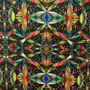 Multi-Color Psychedelic Warped Geometric Print on Spandex