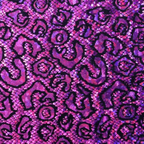  Purple/Black Holographic Animal Print & Scales Metallic Foil on Nylon Spandex