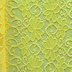  Yellow Fancy Floral Lace on Nylon Spandex