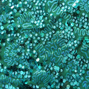  Turquoise/Kelly Fancy Shiny Holographic Sequins on Mesh