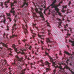  Pink Holographic Snake Print Sequin on Polyester Spandex
