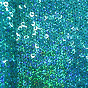  Turquoise Holographic 5mm Sequins on Stretch Mesh