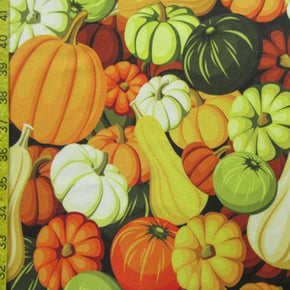 Multi-Colored Fall Squash Print on Polyester Spandex