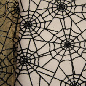  Black/Mocha Glitter Spider web on Stretch Mesh