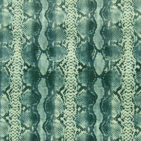 Green/Blue Snakeskin Print Interlock Vinyl with PU Coating