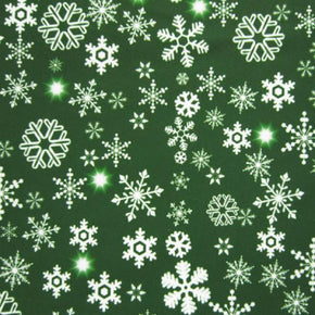  White/Hunter Snowflake Print on Polyester Spandex