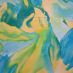 Multi-Colored Colorful Watercolor Print on Polyester Spandex