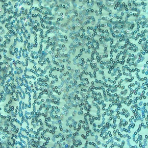  Sky Blue/Aqua Shiny Fancy Squiggle 2mm Sequins on Polyester Spandex