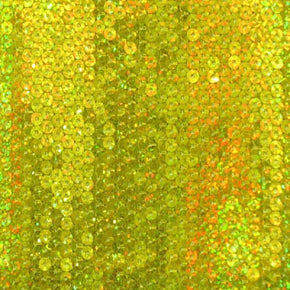  Gold/Light Yellow Holographic Sequins on Mesh on Stretch Mesh