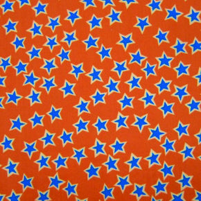  Orange Stars Print on Polyester Spandex