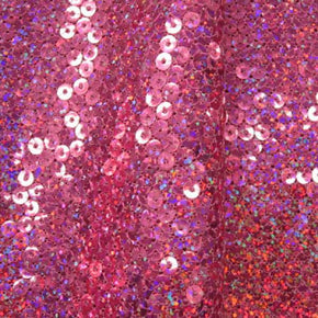  Hot Pink Holographic 5mm Sequins on Stretch Mesh