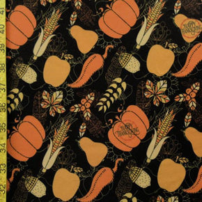 Multi-Colored Thanksgiving Print on Polyester Spandex
