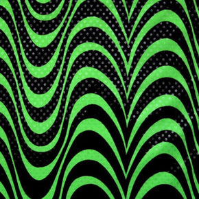  Black/Green Holographic Metallic Foil on Polyester Spandex