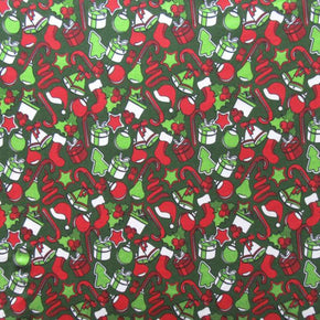 Red/Kelly Green Christmas Printed Spandex Fabric