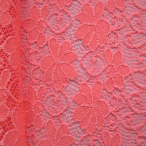  Coral Fancy Floral Lace on Nylon Spandex