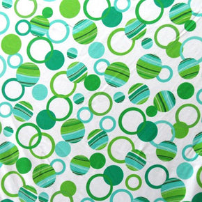 Green/White Circles & Rings Print on Spandex