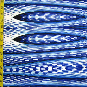 Blue/White Geometric Snakeskin Print on Polyester Spandex