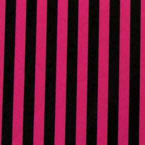  Black/Fuchsia Matte Vertical .5" Stripe Print on Polyester Spandex